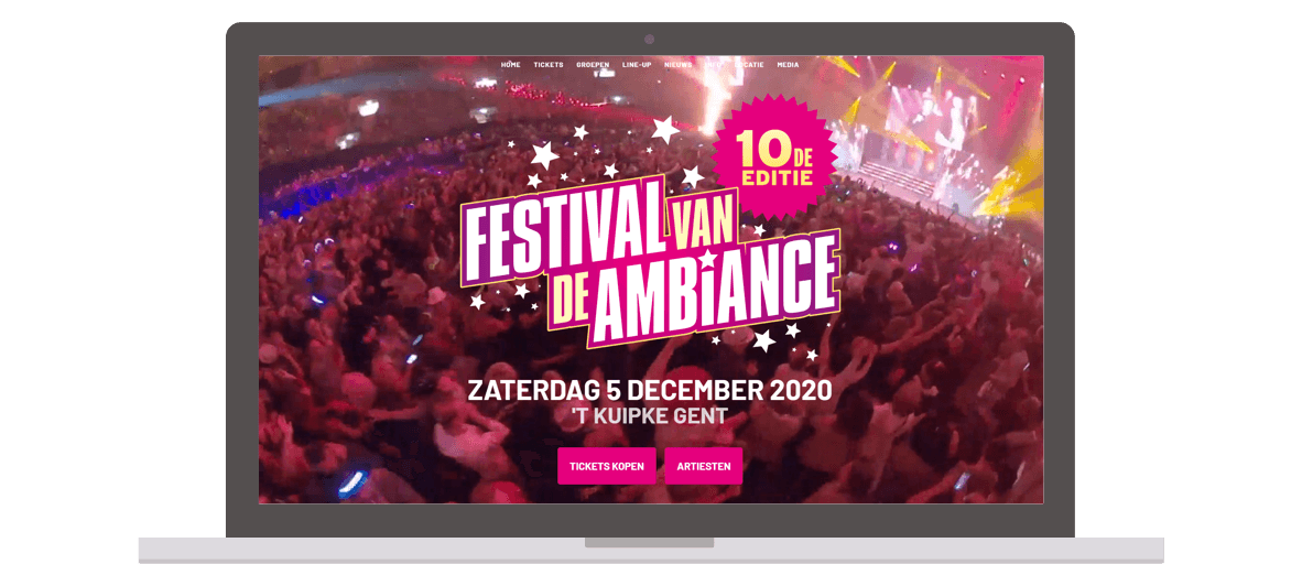 Website laten maken in Gent. Foto: website Festival van de Ambiance in Gent
