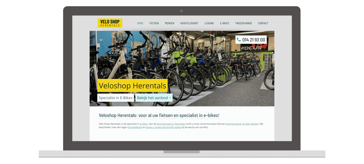 Website laten maken in Herentals. Foto: website Veloshop Herentals