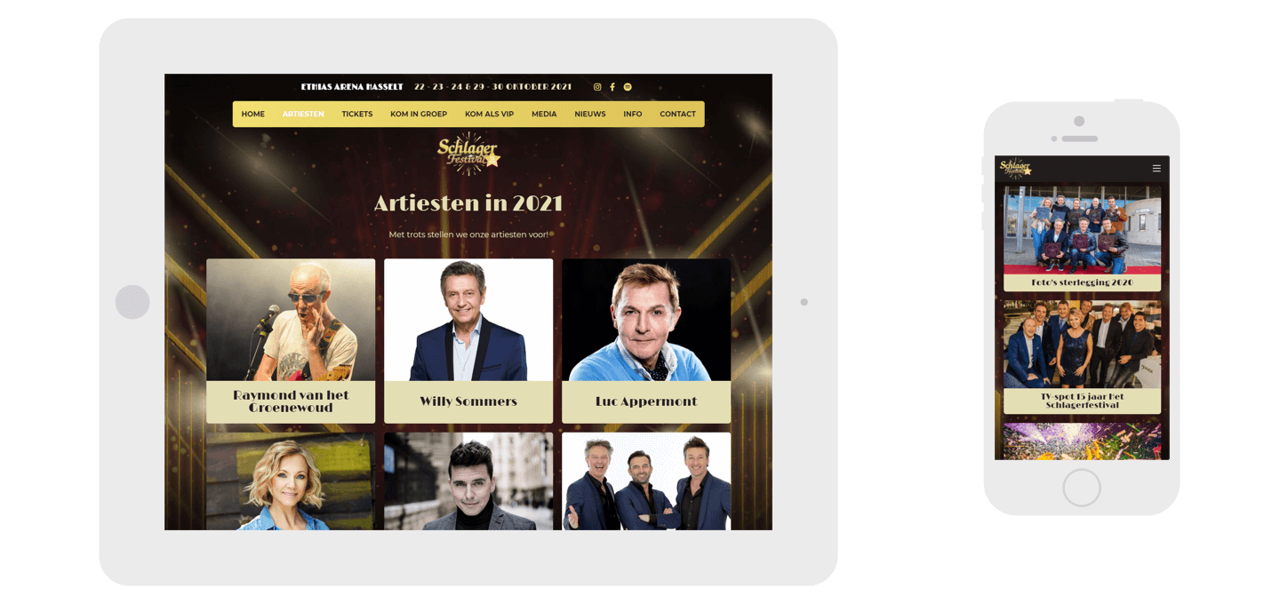 Website laten maken in Hasselt. Foto: website Het Schlagerfestival (Trixxo Arena Hasselt)